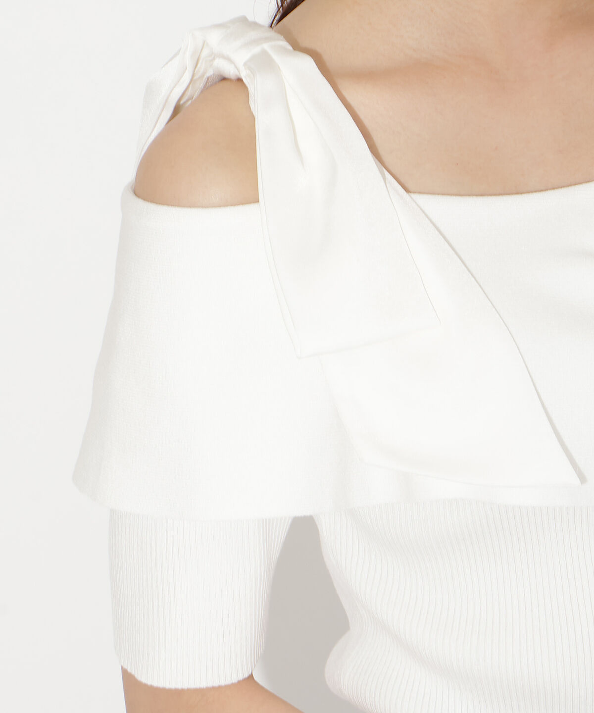 WILLSELECTION「リボンオフショルハーフスリーブニット」|ニット・セーター|