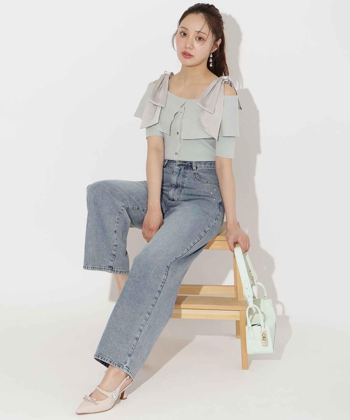 WILLSELECTION「リボンオフショルハーフスリーブニット」|ニット・セーター|