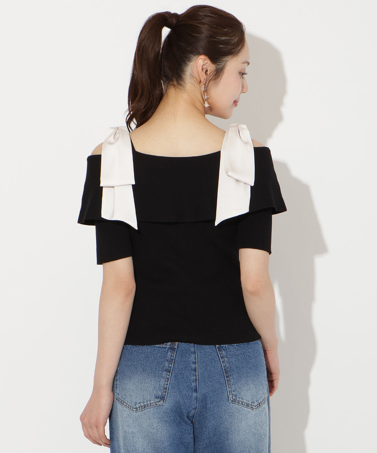 WILLSELECTION「リボンオフショルハーフスリーブニット」|ニット・セーター|