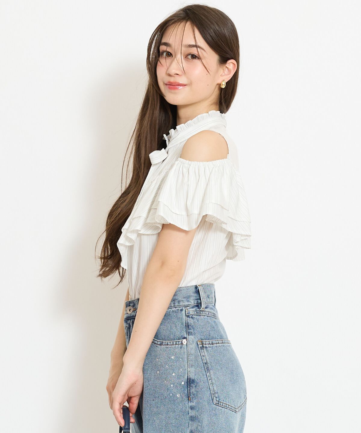 WILLSELECTION「スタンドフリル２WAYスリーブブラウス」|シャツ・ブラウス|