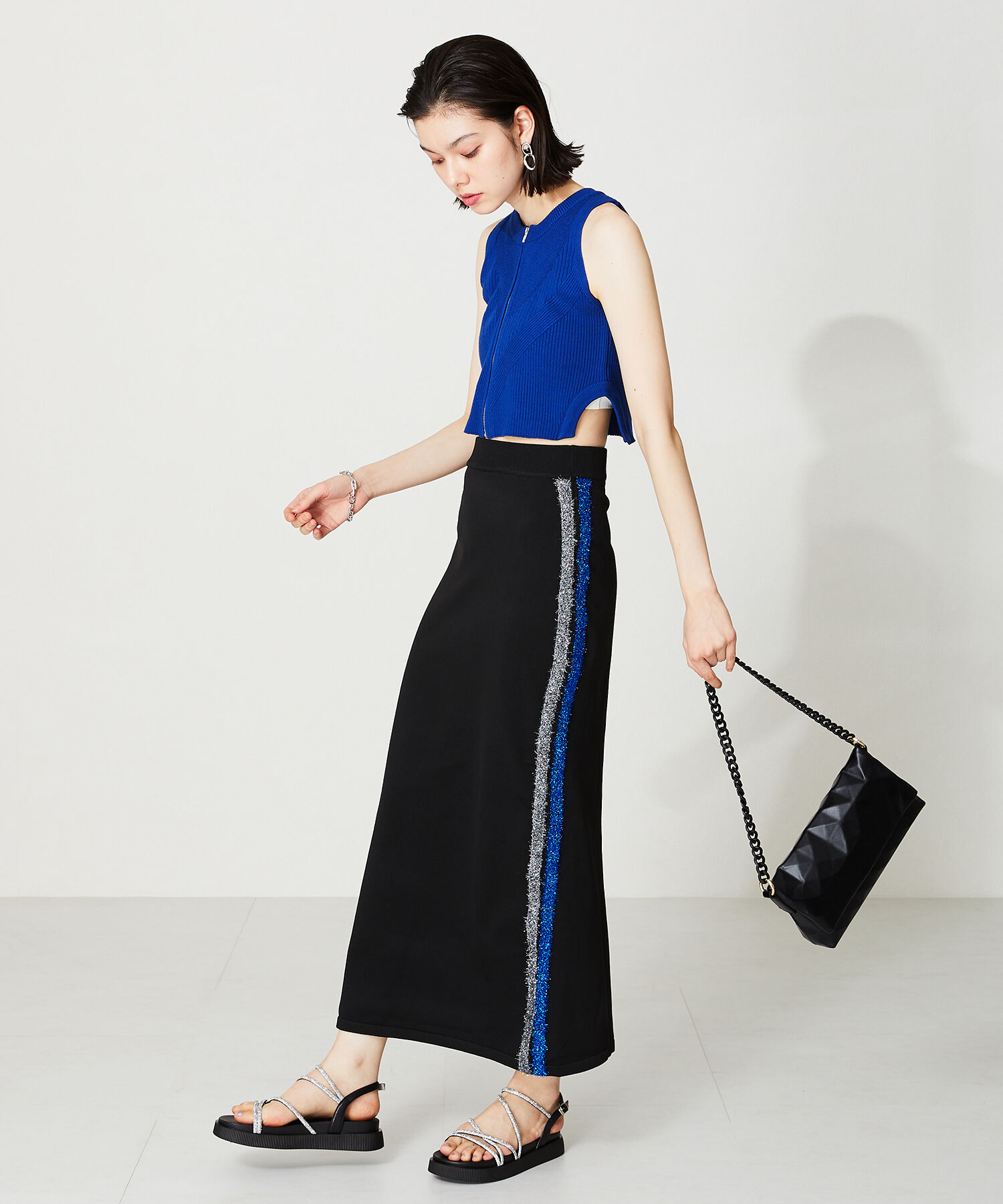 ORiental TRaffic「【追加】ラインストーンストラップサンダル/41217 サンダル 人気 トレンド 売れてる ラインストーン」|サンダル|