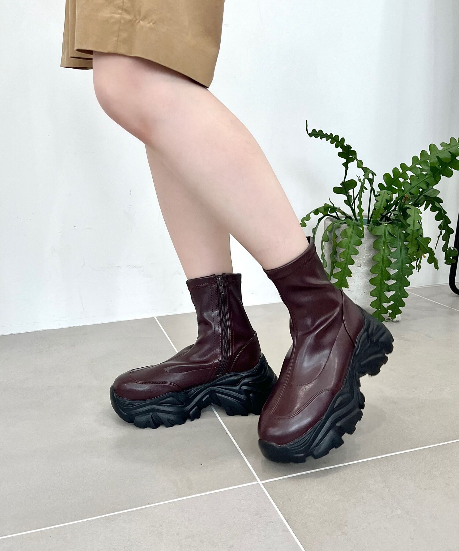 ORiental TRaffic「【 軽量 ・ 厚底 】 スニーカーソール ショートブーツ /41412 ストレッチ 美脚」|スニーカー|