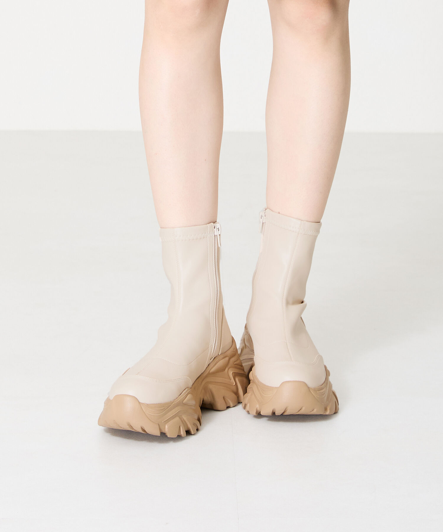 ORiental TRaffic「【 軽量 ・ 厚底 】 スニーカーソール ショートブーツ /41412 ストレッチ 美脚」|スニーカー|