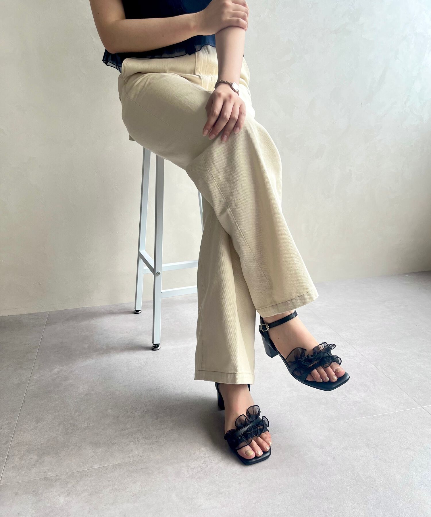 ORiental TRaffic「【WEB限定】フリルストラップヒールサンダル/55210 トレンド 人気 ヒール7cm」|サンダル|