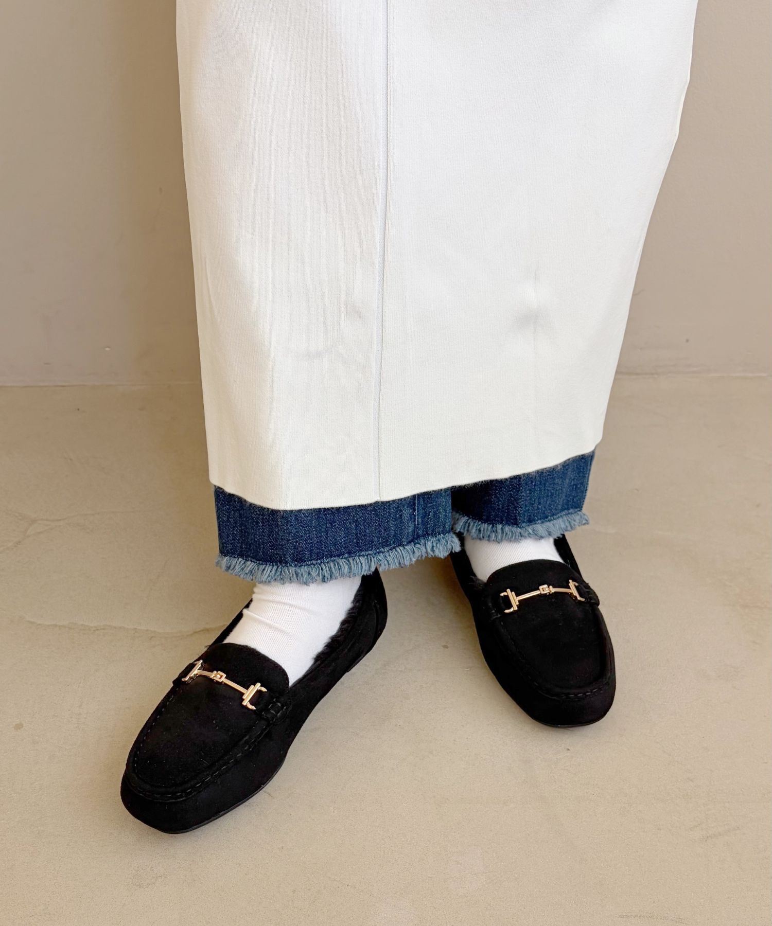 WA Oriental TRaffic「 ビット モチーフ付き ファー モカシン /52318 ムートン 防寒」|モカシン|