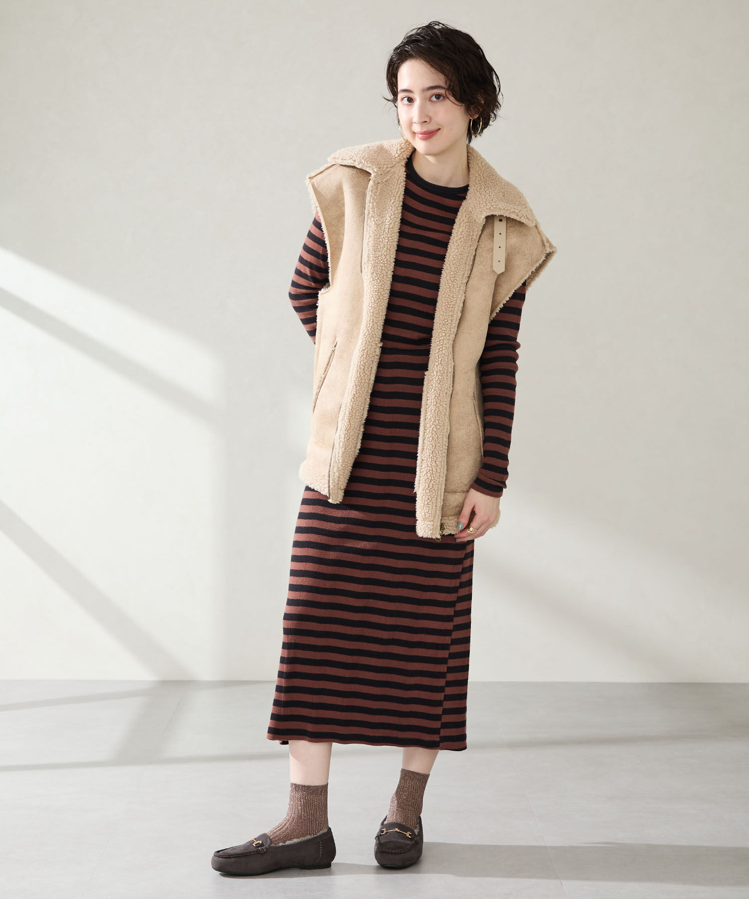 WA Oriental TRaffic「 ビット モチーフ付き ファー モカシン /52318 ムートン 防寒」|モカシン|