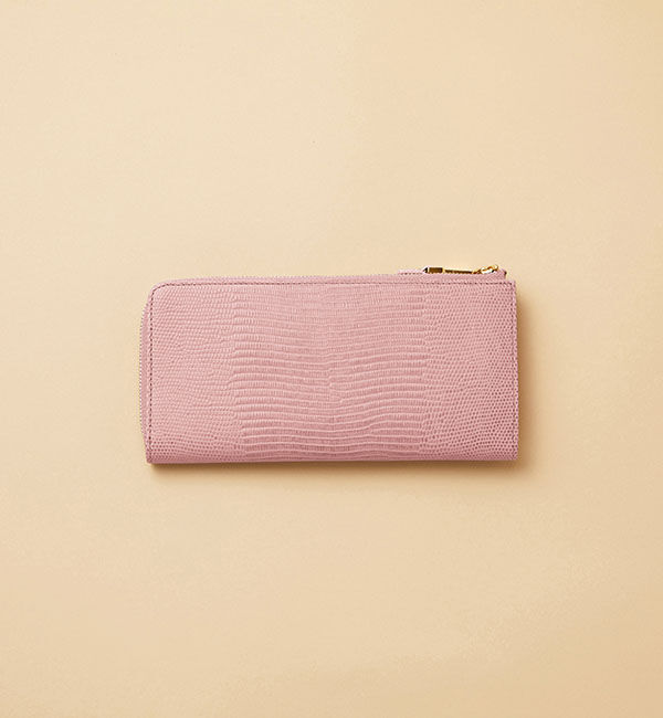 TOPKAPI 「イタリアンレザー・リザード型押し・Lファスナー長財布マチ付き LUCIA[ルチア]」|財布|ピンクグレー