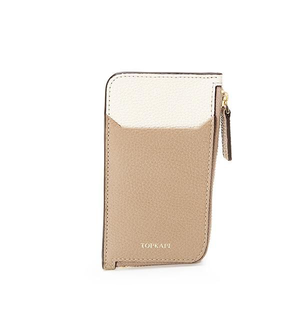 TOPKAPI 「バイカラー レザー フラグメントケース LEAN リーン」|名刺入れ・カードケース|グレージュ