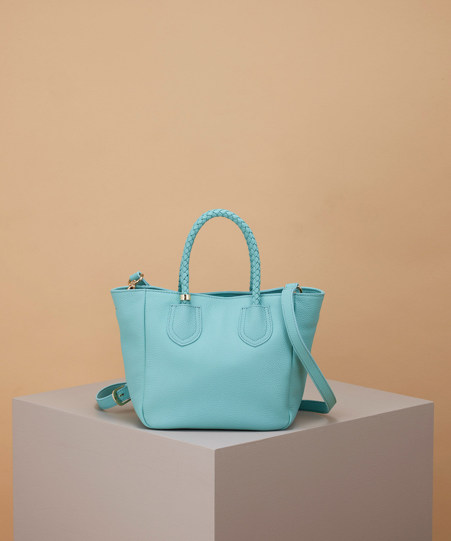 TOPKAPI TREASURE「【TREASURE TOPKAPI】シュリンクレザー メッシュハンドル ショルダー付き ミニ トート バッグ」|トートバッグ|ミントグリーン