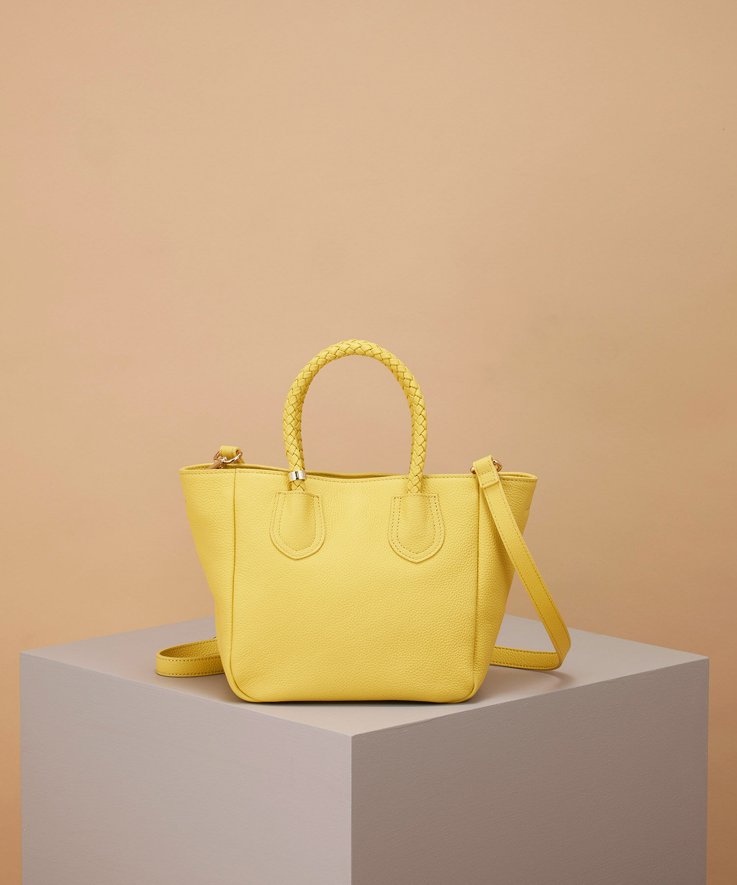 TOPKAPI TREASURE「【TREASURE TOPKAPI】シュリンクレザー メッシュハンドル ショルダー付き ミニ トート バッグ」|トートバッグ|イエロー