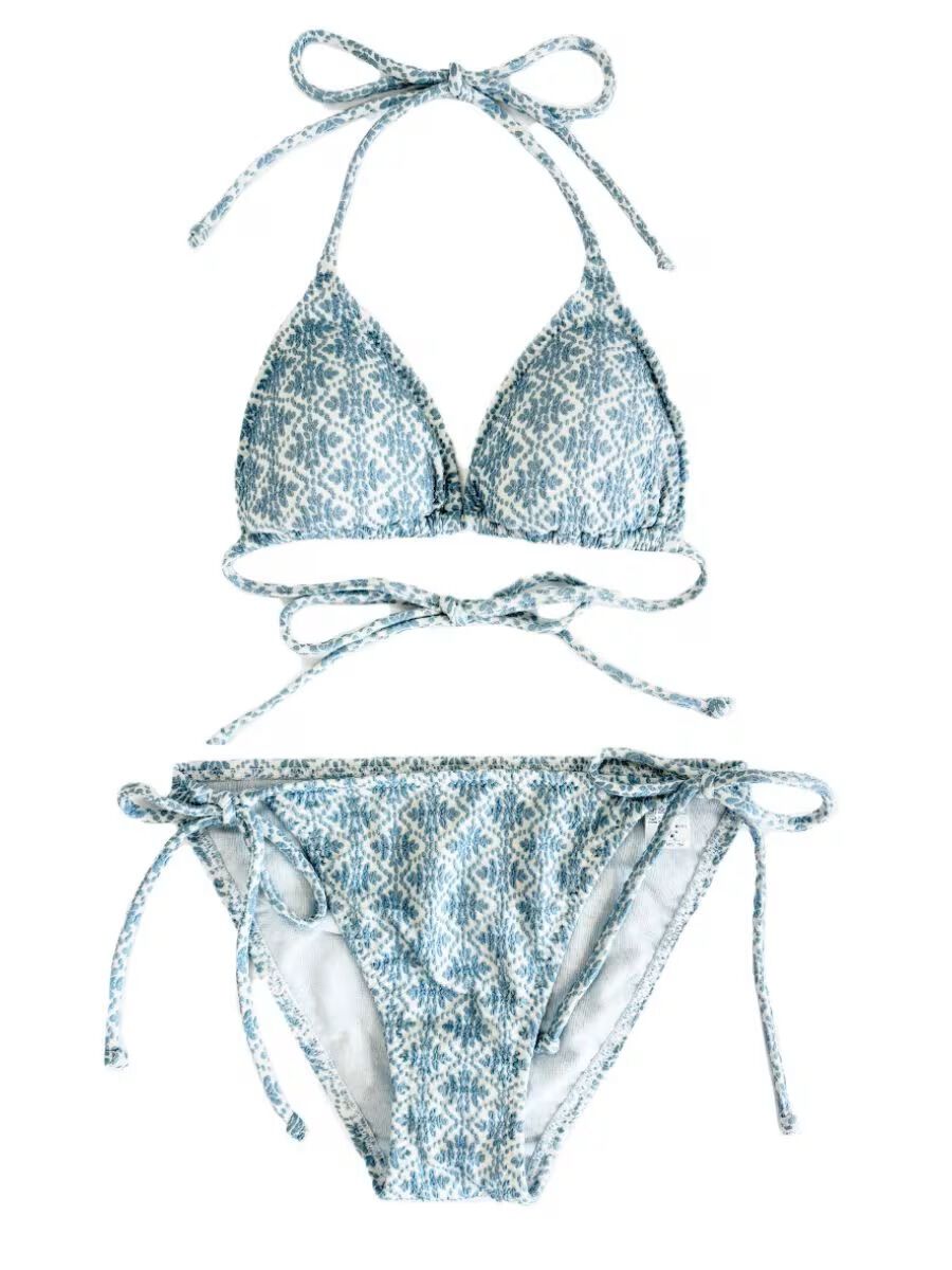 PEAK&PINE「【新作水着】ジャガード素材三角ビキニ(258050)」|ビキニ|サックス