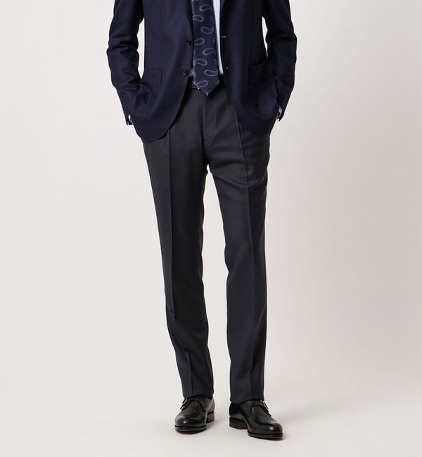 UNITED ARROWS「サージ テーパード 1プリーツ スラックス」|スラックス|NAVY