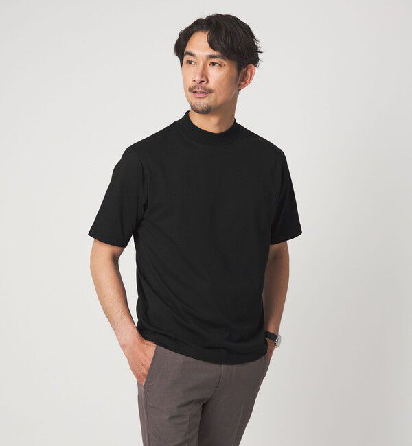 UNITED ARROWS green label relaxing「【WEB限定】JUST fit デイリー モック 半袖 Ｔシャツ カットソー -吸水速乾・抗菌-」|Tシャツ・カットソー|BLACK