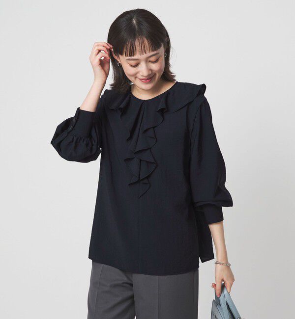 UNITED ARROWS green label relaxing「ラッフル ブラウス」|シャツ・ブラウス|NAVY