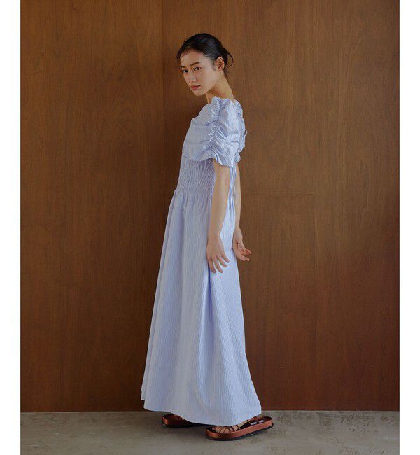 EMMEL REFINES「＜EMMEL REFINES＞EM ストライプ シャーリング フレア ワンピース」|ワンピース|