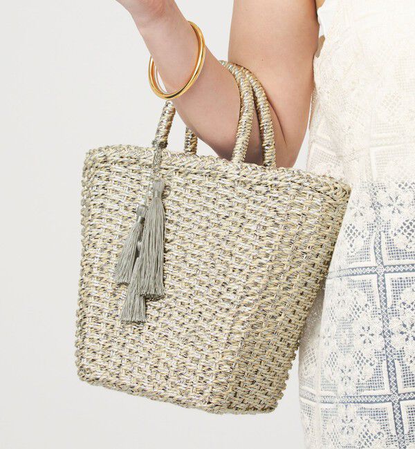 UNITED ARROWS green label relaxing「2WAY メタリック ペーパーカゴバッグ」|かごバッグ|