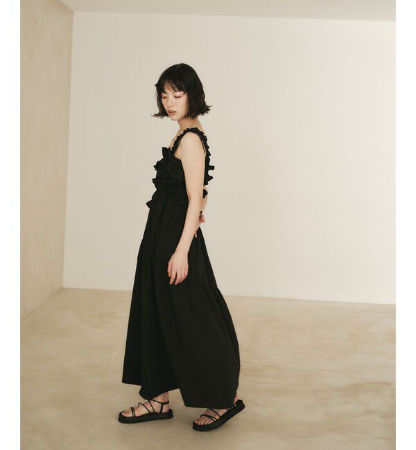 EMMEL REFINES「＜EMMEL REFINES＞EM フリル ギャザー ワンピース」|ワンピース|BLACK