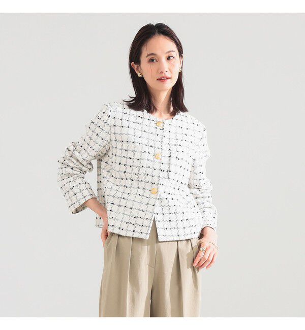 Demi-Luxe BEAMS 「ツイード ノーカラー ジャケット＊」|ダッフルコート|