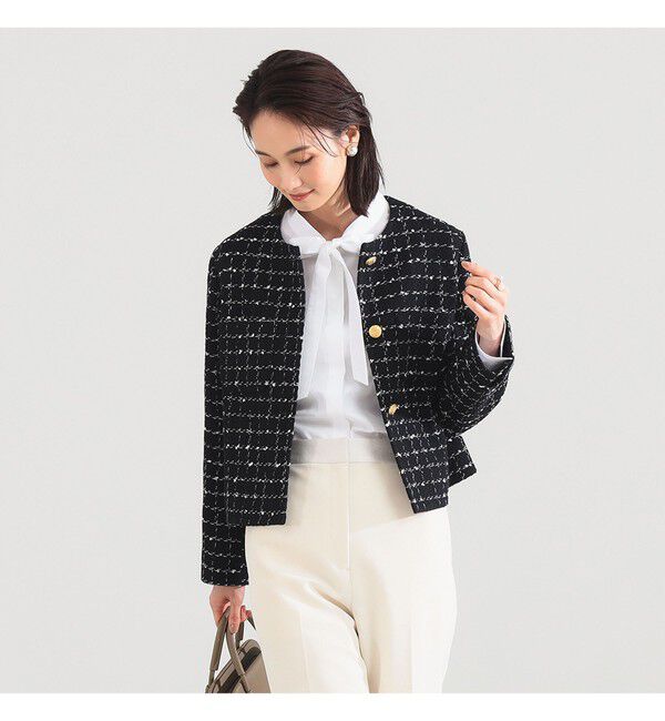 Demi-Luxe BEAMS 「ツイード ノーカラー ジャケット＊」|ダッフルコート|