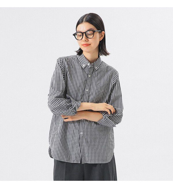 BEAMSBOY「100/2 ギンガムチェック ボタンダウン シャツ ＜定番 / オフィスカジュアル＞」|シャツ・ブラウス|BLACK