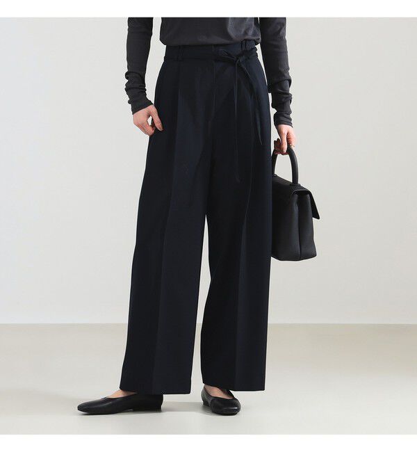 Demi-Luxe BEAMS 「ポリエステル ウール 2ループ ワイドパンツ」|チノ|