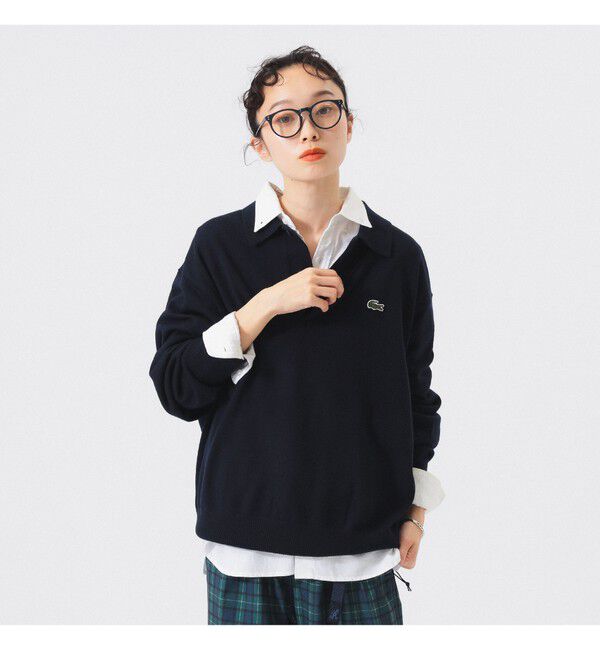 BEAMSBOY「【別注】LACOSTE / ニット ポロシャツ」|ニット・セーター|NAVY
