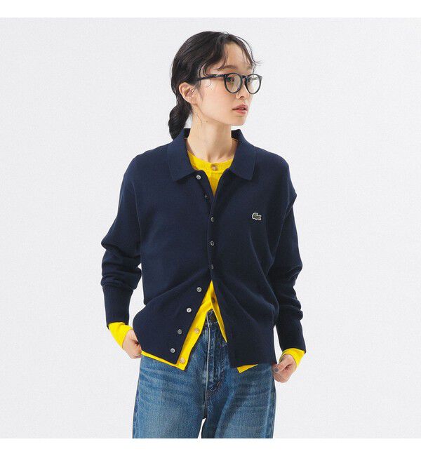 BEAMSBOY「【別注】LACOSTE / ポロ カーディガン」|ニット・セーター|166_MARINE