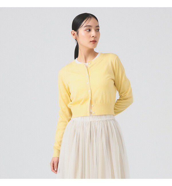 Ray BEAMS 「14ゲージ ショート丈 クルーネック カーディガン」|カーディガン|