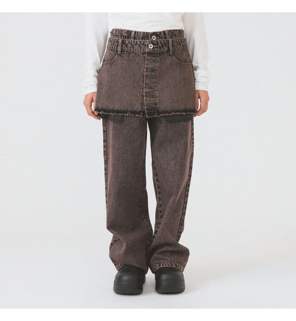 Ray BEAMS 「デニムスカート レイヤード パンツ」|デニム|