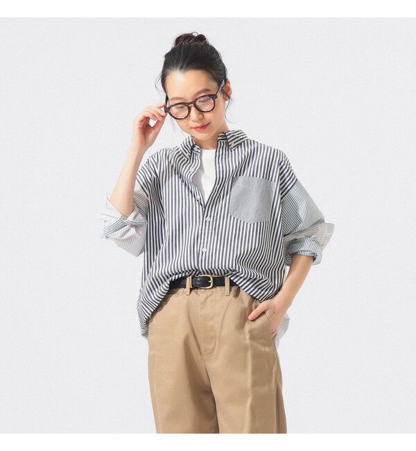 BEAMSBOY「ストライプ クレイジー ボタンダウン ロングスリーブ」|シャツ・ブラウス|BLACK