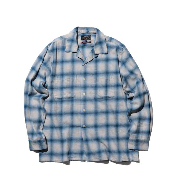 BEAMS PLUS「Open Collar Ombre」|シャツ・ブラウス|BLUE