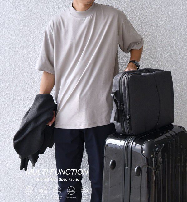 SHIPS any「SHIPS any:〈接触冷感/遮熱/UVカット機能等〉サマーファンクション モックネック Tシャツ 26SS◇」|Tシャツ・カットソー|チャコールグレー