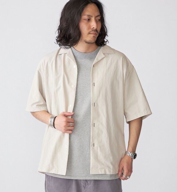 SHIPS「SHIPS: ナイロン ステッチ オープンカラー シャツ」|シャツ・ブラウス|