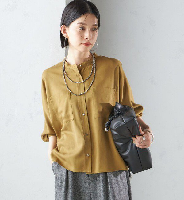 SHIPS for women「〈手洗い可能〉バンドカラー ショート 羽織り シャツ」|シャツ・ブラウス|