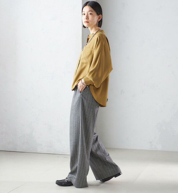 SHIPS for women「〈手洗い可能〉バンドカラー ショート 羽織り シャツ」|シャツ・ブラウス|