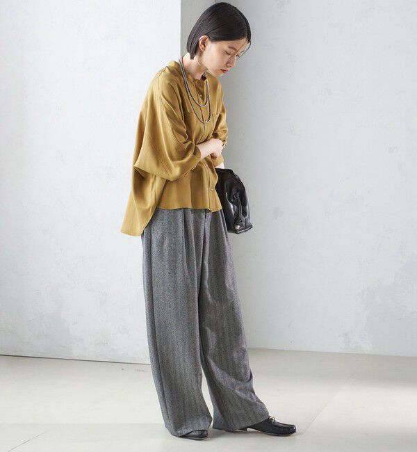 SHIPS for women「〈手洗い可能〉バンドカラー ショート 羽織り シャツ」|シャツ・ブラウス|