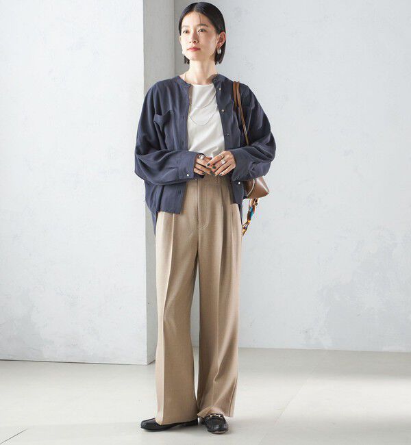 SHIPS for women「〈手洗い可能〉バンドカラー ショート 羽織り シャツ」|シャツ・ブラウス|