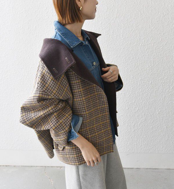 SHIPS any「【WEB限定】SHIPS any: リバー スタンドカラー ポンチョ ショート コート」|その他|