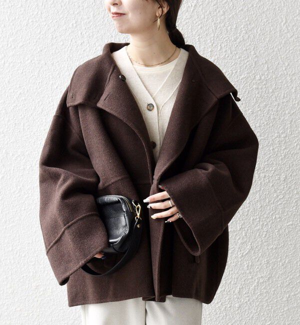 SHIPS any「【WEB限定】SHIPS any: リバー スタンドカラー ポンチョ ショート コート」|その他|