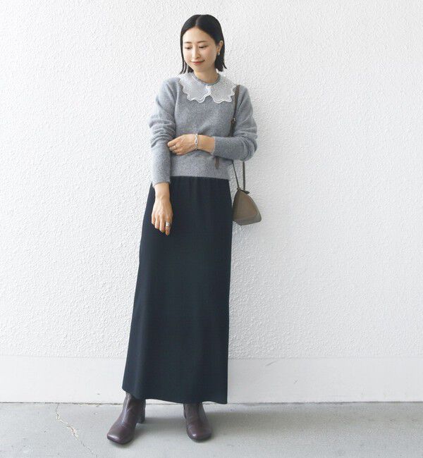 SHIPS for women「【WEB限定】〈手洗い可能〉布帛 襟付き ニット プルオーバー」|ニット・セーター|