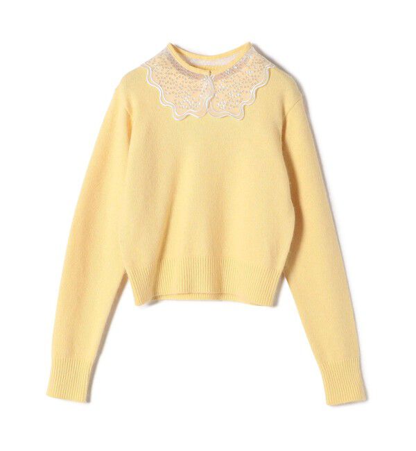 SHIPS for women「【WEB限定】〈手洗い可能〉布帛 襟付き ニット プルオーバー」|ニット・セーター|