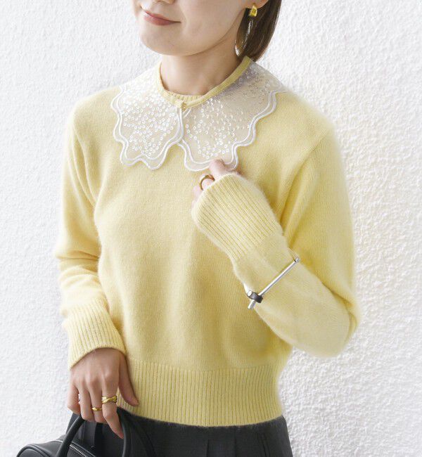 SHIPS for women「【WEB限定】〈手洗い可能〉布帛 襟付き ニット プルオーバー」|ニット・セーター|