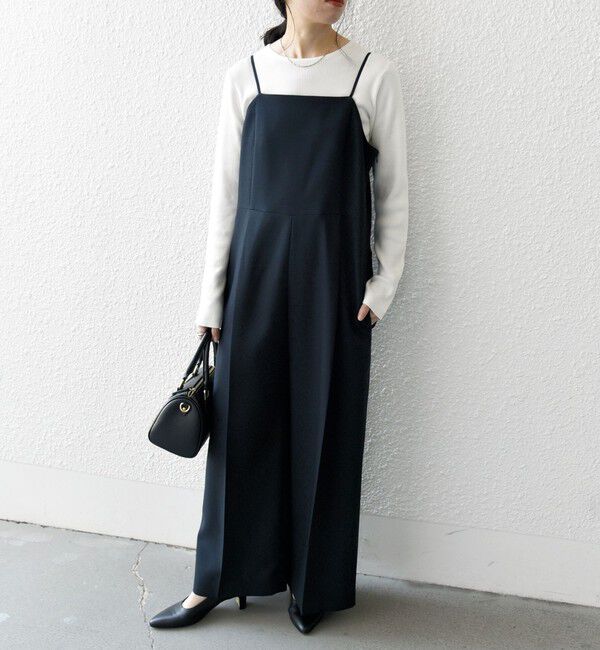 SHIPS any「SHIPS any:〈洗濯機可能〉オックス セミワイド サロペット［NAVY BLUE］」|オールインワン|ネイビー