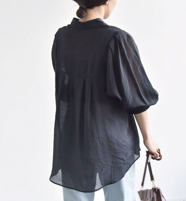 quaranciel「quaranciel:〈洗濯機可能〉シアー ボリュームスリーブ ヨーク ギャザー シャツ ブラウス」|シャツ・ブラウス|