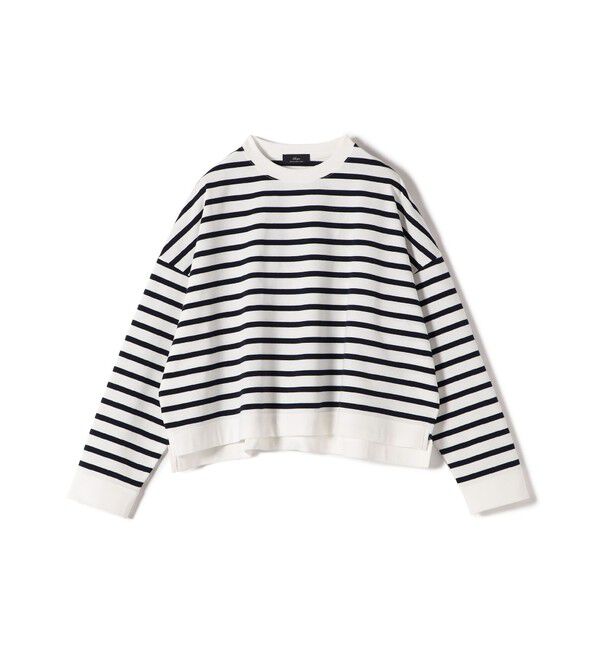 SHIPS for women「SHIPS Primary Navy Label:コットン ボーダー クルーネック プルオーバー」|Tシャツ・カットソー|ネイビー