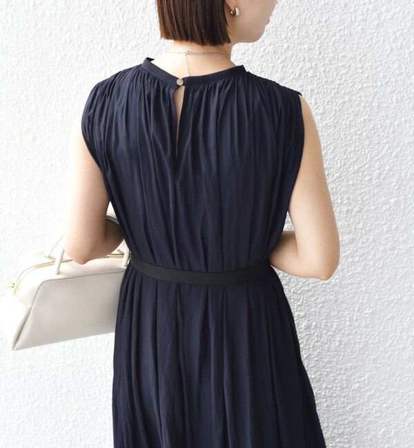 SHIPS for women「〈手洗い可能〉割繊 無地 ノースリーブ ワンピース」|ワンピース|