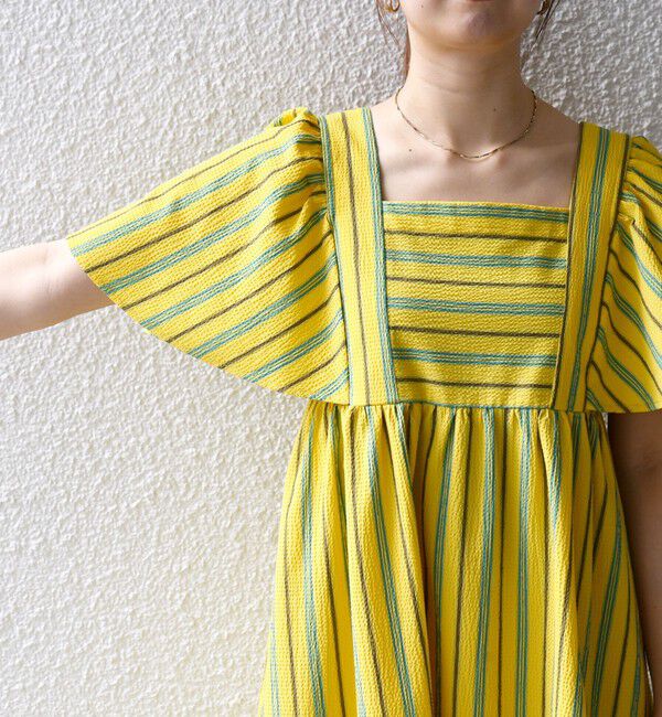 SHIPS any「SHIPS any:〈洗濯機可能〉ミニサッカー スクエアネック フレア ワンピース」|ワンピース|