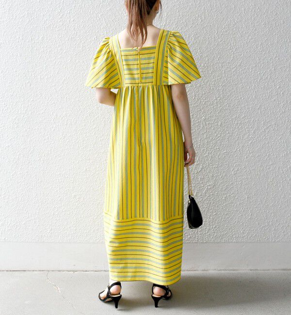 SHIPS any「SHIPS any:〈洗濯機可能〉ミニサッカー スクエアネック フレア ワンピース」|ワンピース|