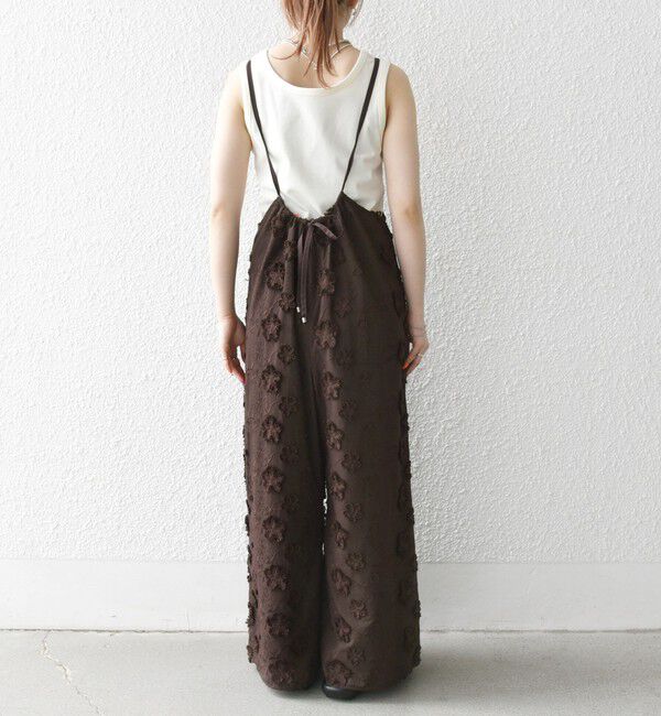 SHIPS any「SHIPS any:〈手洗い可能〉3D フラワー エンブロイダリー ギャザー サロペット」|オールインワン|