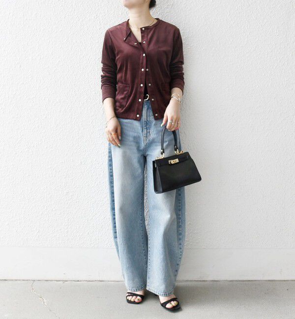 SHIPS any「SHIPS any:〈洗濯機可能〉ポリエステル ベロア コンパクト スナップ カーディガン」|カーディガン|